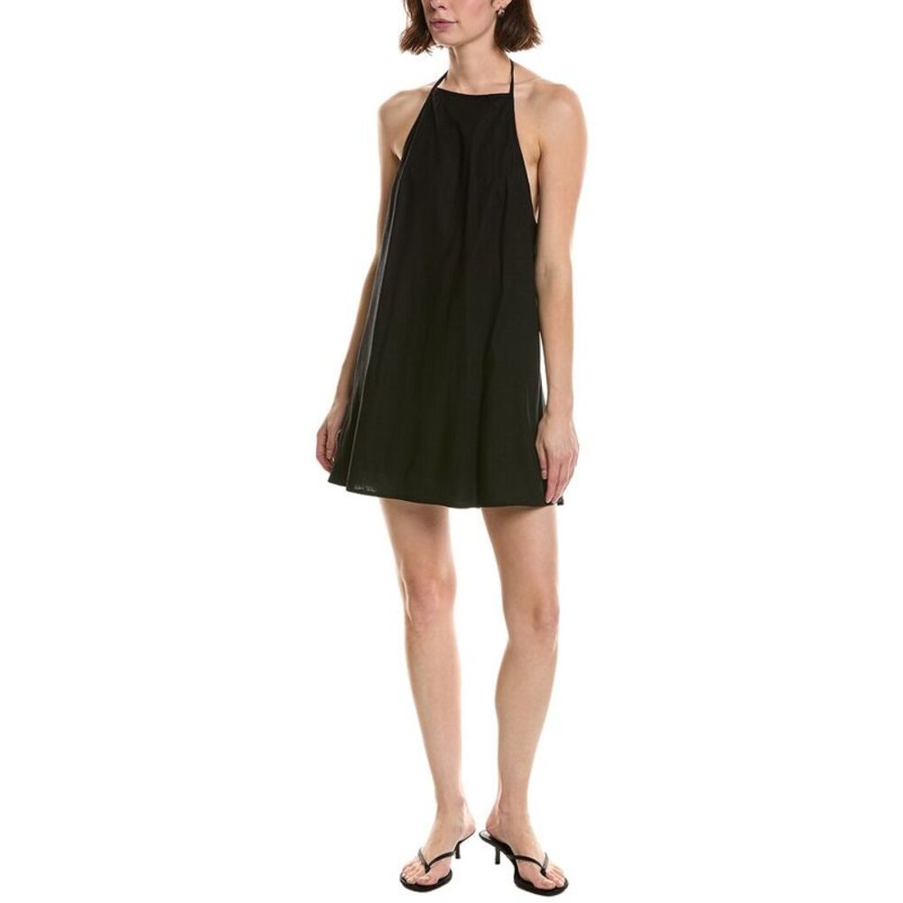 Nia Womens  Elisa Linen-Blend Mini Dress, Black